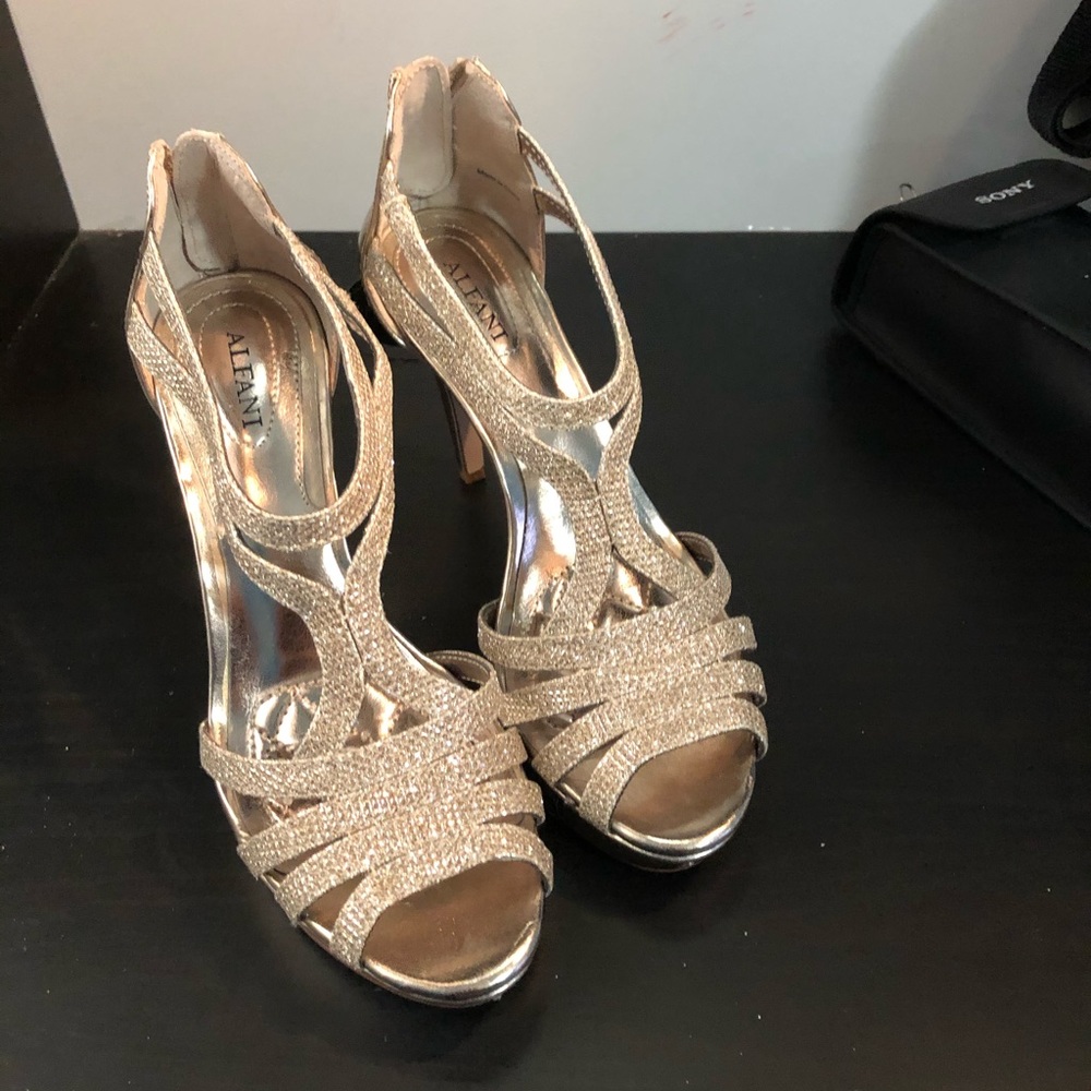 Alfani metallic light tan/nude platform heels